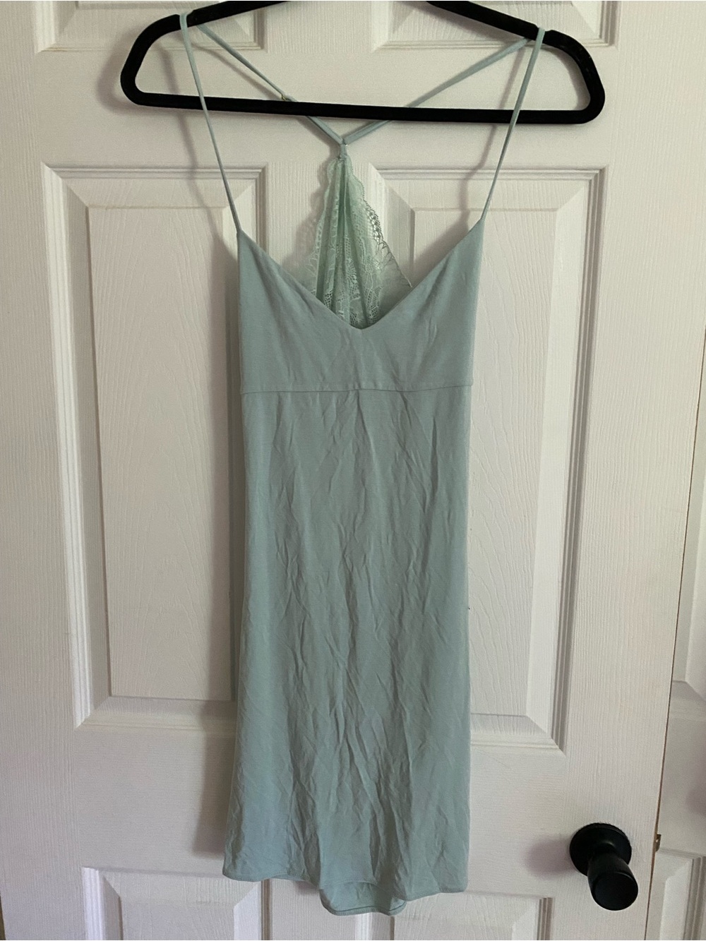 Victoria Secret Mint Slip Dress with Lace Back.